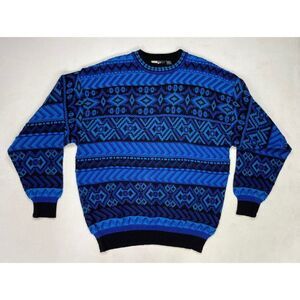 VINTAGE Tyrolia Skiwear by Head Crewneck Sweater Men Medium Blue Coogi